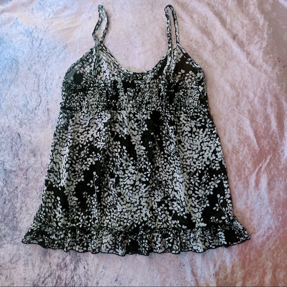 Express Raw Edge Ruffle Button Down Cami - Picture 2 of 6